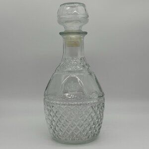 Vintage Crown Royal Pressed Glass Liquor Decanter W/Stopper & Crown Royal Emblem